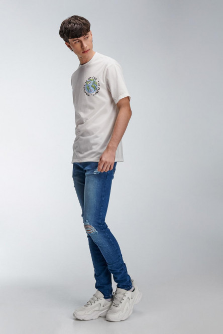 Camiseta para hombre manga corta, con estampado básico sobre el frente