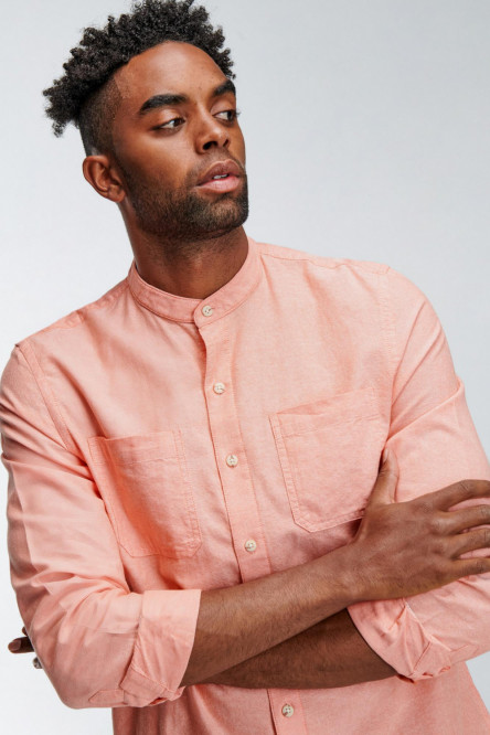camisa unicolor, manga larga