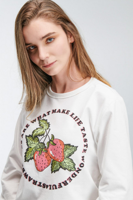 Buzo cuello redondo, con estampado