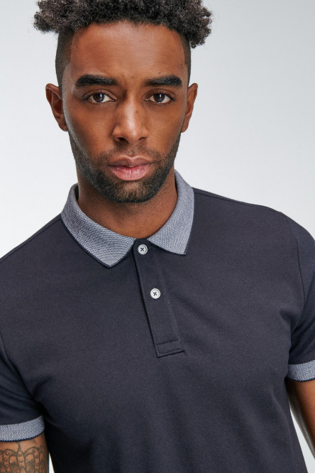 Camiseta Polo unicolor con cuello y puños tejido