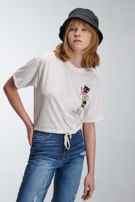 Camiseta manga corta, estampado de Hello Kitty