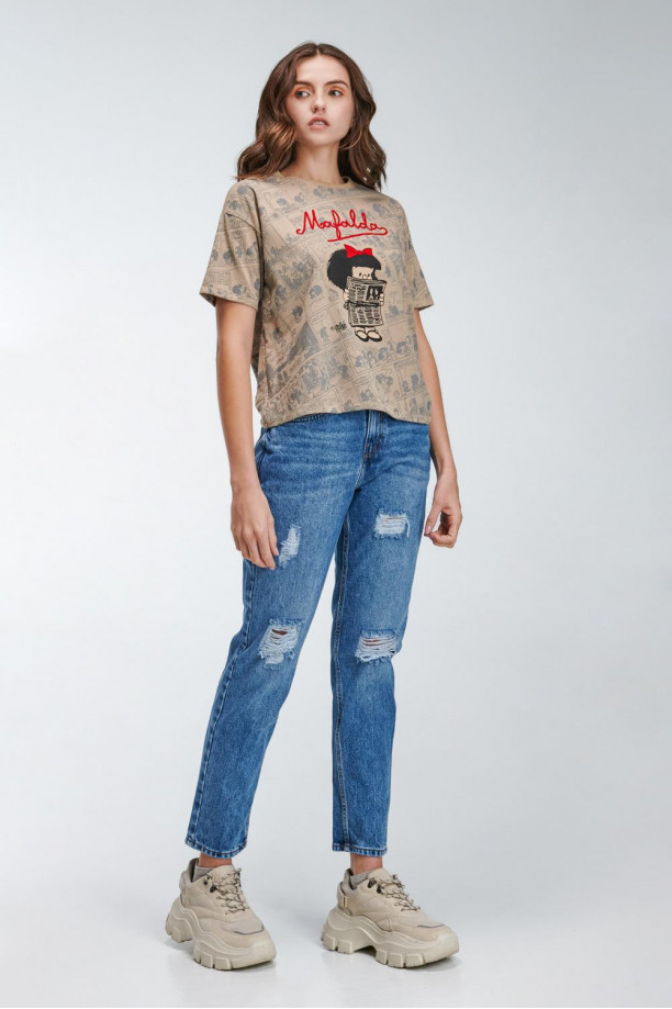 Camiseta, con estampado de Mafalda
