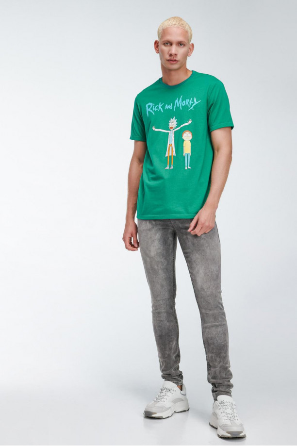 Camiseta, con estampado en frente, de Rick & Morty