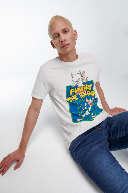 Camiseta, con estampado en frente, de Pinky & Cerebro