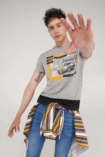 CAMISETA COMBINADA ESTAMPADA