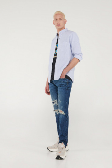 CAMISA BUTTON DOWN MANGA LARGA