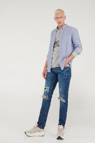 CAMISA BUTTON DOWN MANGA LARGA