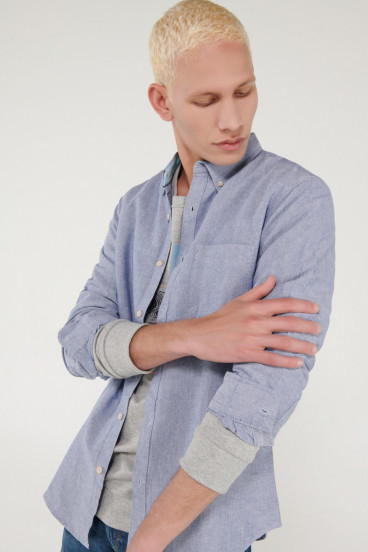 CAMISA BUTTON DOWN MANGA LARGA