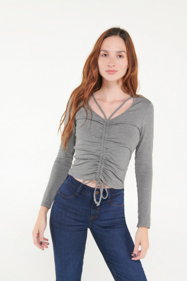 BLUSA FRUNCE MANGA LARGA