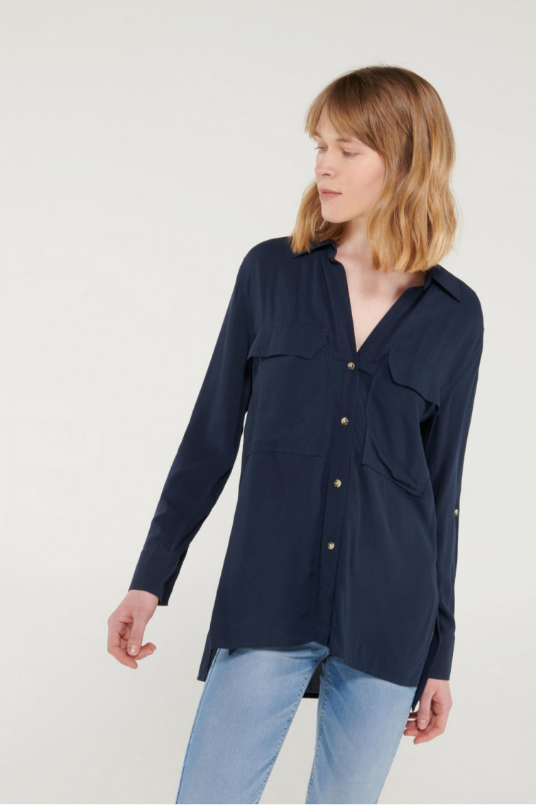 BLUSA UNICOLOR BOTONES