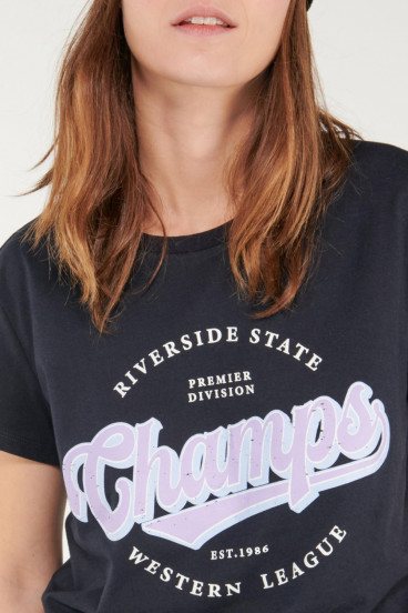 Camiseta cuello redondo, manga corta con estampado