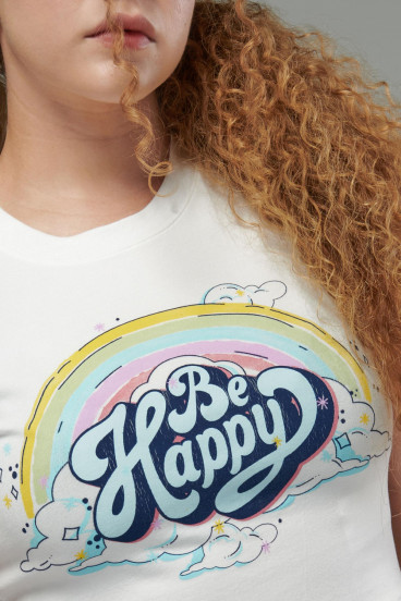 Camiseta estampada cuello redondo, manga corta