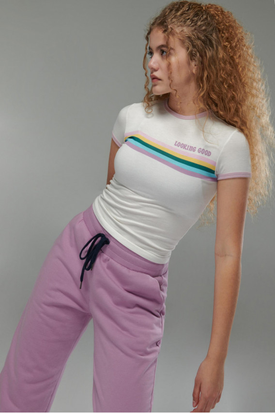 Camiseta básica, manga corta con cuello redondo, con estampado jeanswear