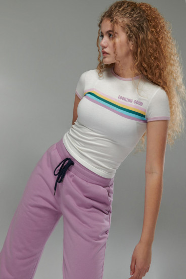 Camiseta básica, manga corta con cuello redondo, con estampado jeanswear