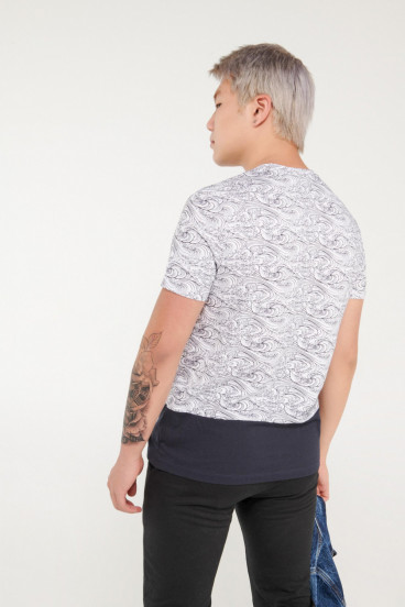 Camiseta manga corta estampada con bolsillo