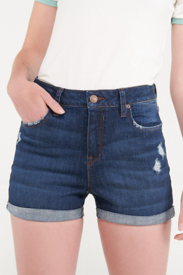 Short denim tiro medio