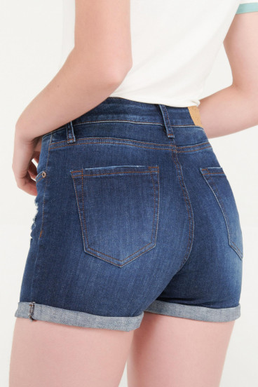 Short denim tiro medio