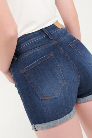 Short denim tiro medio