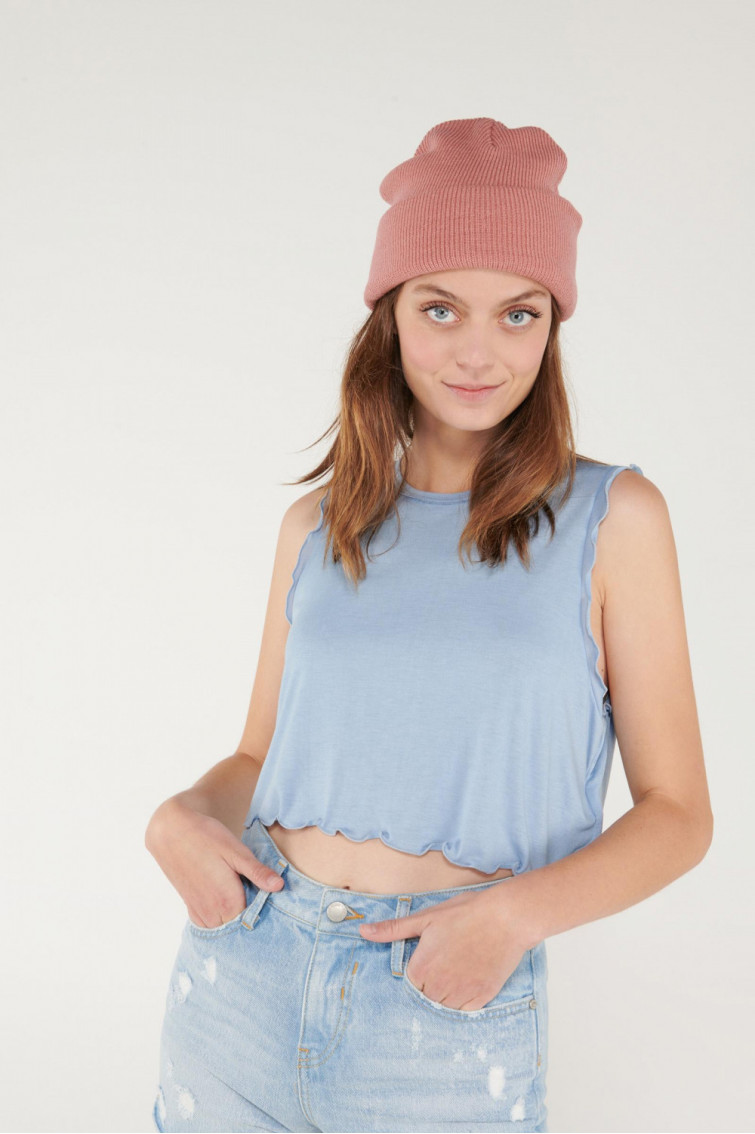 Camiseta esqueleto, cuello redondo con arandela unicolor young