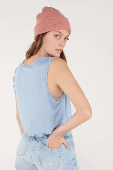 Camiseta esqueleto, cuello redondo con arandela unicolor young