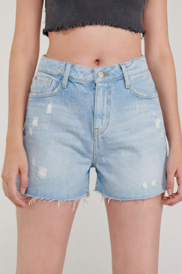 Short denim tiro alto