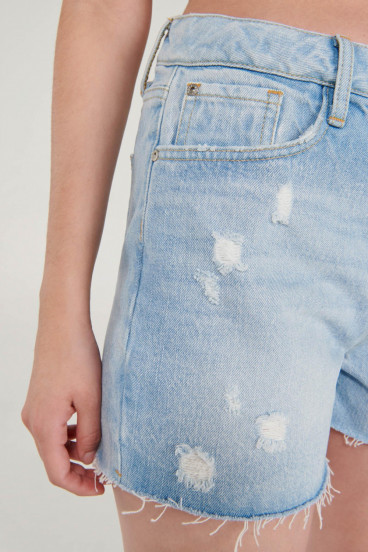 Short denim tiro alto