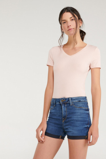 Short denim tiro medio