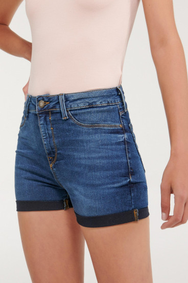 Short denim tiro medio