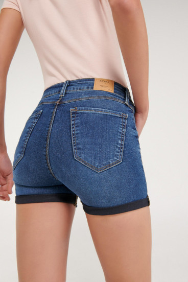 Short denim tiro medio