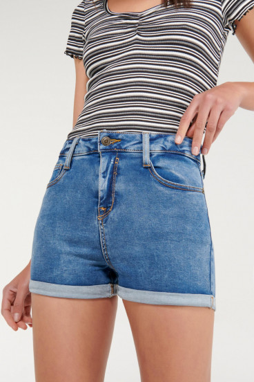 Short denim tiro medio