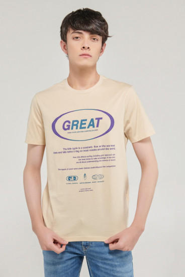 Camiseta cuello redondo manga corta estampada