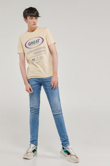 Camiseta cuello redondo manga corta estampada