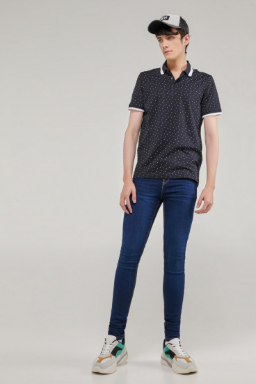 Camiseta Polo manga corta estampada, con banda cuello