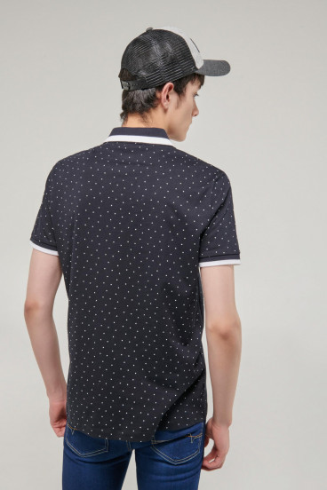 Camiseta Polo manga corta estampada, con banda cuello