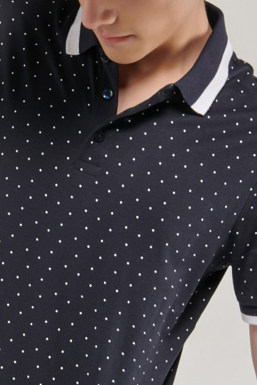 Camiseta Polo manga corta estampada, con banda cuello