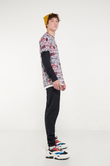 Camiseta moda manga corta estampado Monopolio.