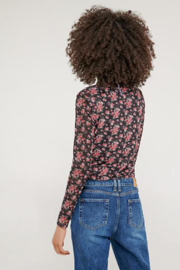 Camiseta manga larga en mesh sublimado con rosas