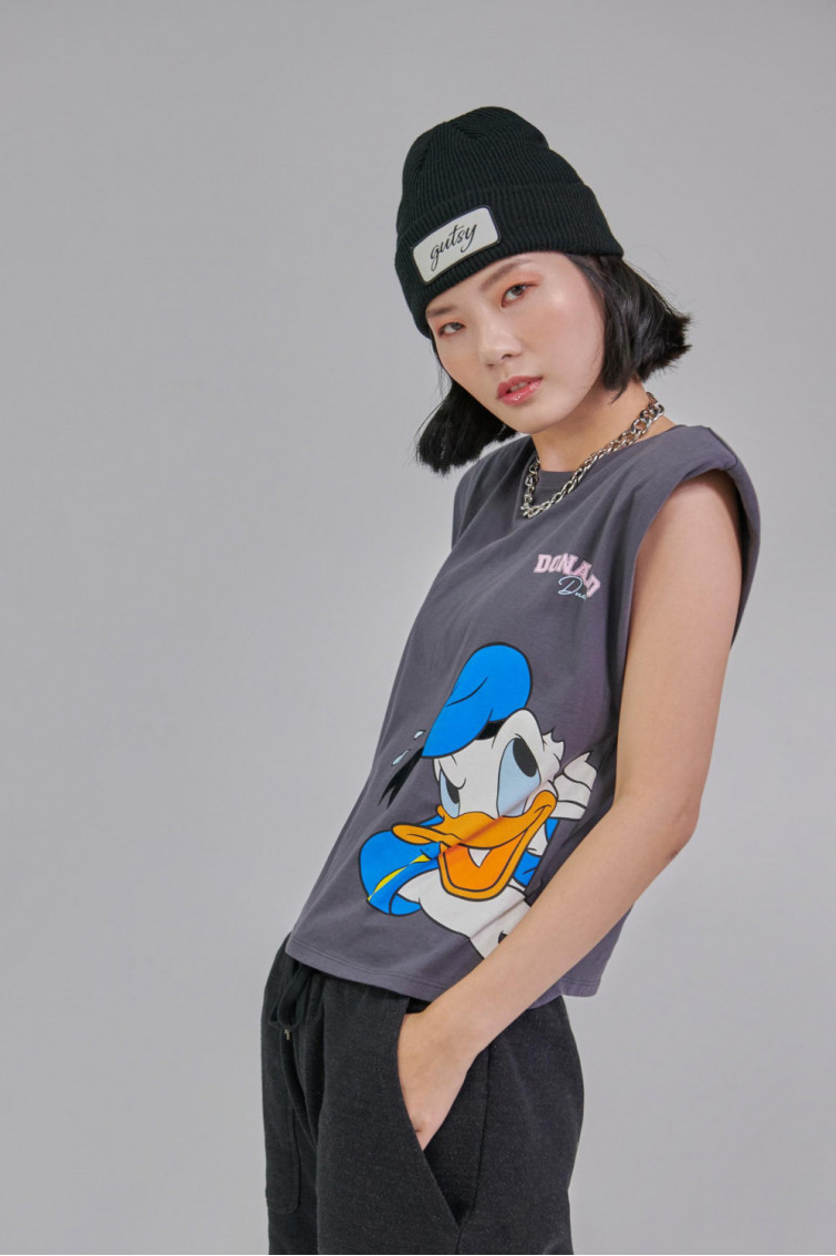 Camiseta con hombreras estampada Donald.