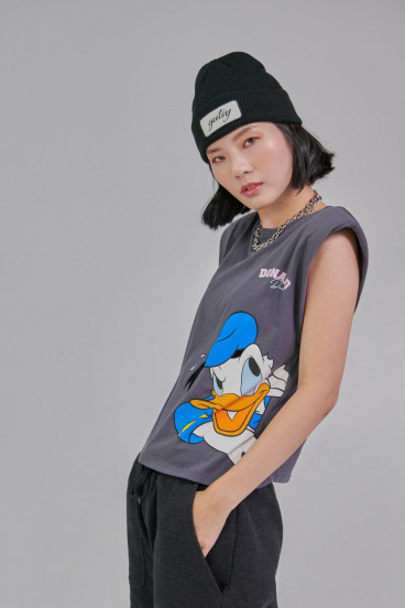 Camiseta con hombreras estampada Donald.