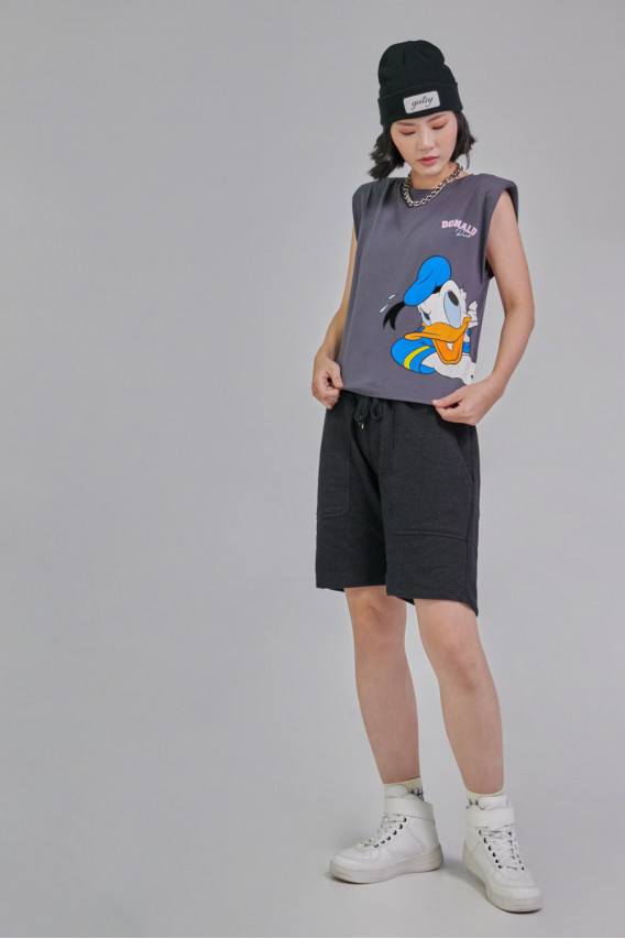 Camiseta con hombreras estampada Donald.
