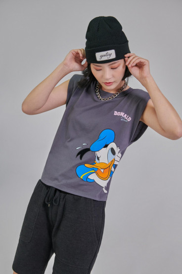Camiseta con hombreras estampada Donald.