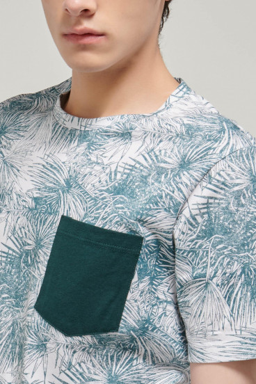 Camiseta manga corta estampada con bolsillo