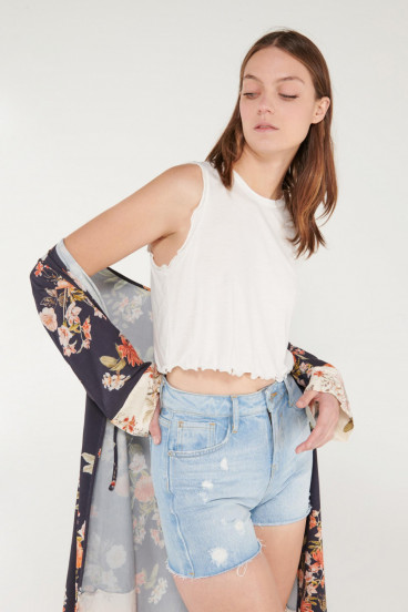 Camiseta esqueleto, cuello redondo con arandela unicolor young