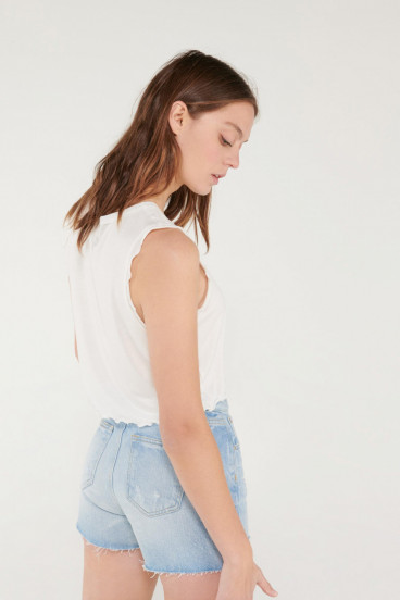 Camiseta esqueleto, cuello redondo con arandela unicolor young