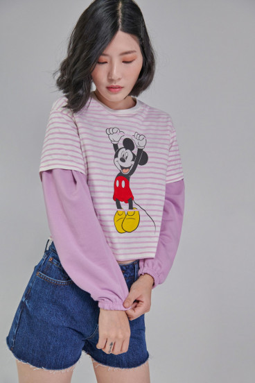 Camiseta manga corta estampada Mickey.