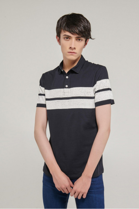 Camisa Polo manga corta estampada, con cuello y banda cuello