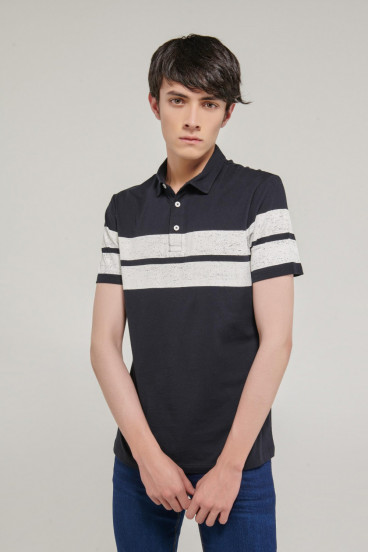Camisa Polo manga corta estampada, con cuello y banda cuello