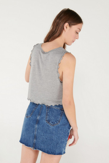 Camiseta esqueleto, cuello redondo con arandela unicolor young