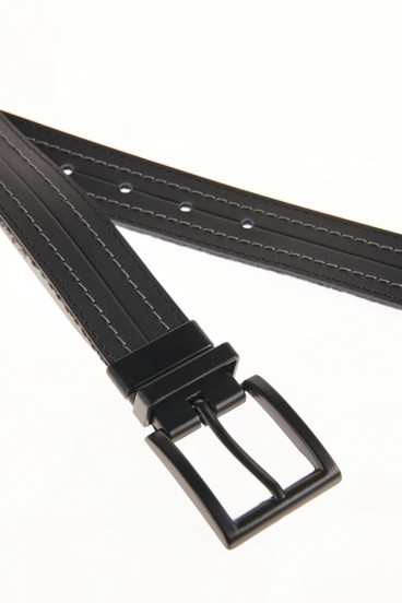 Cinturon unicolor negro -reversible hebilla metalica