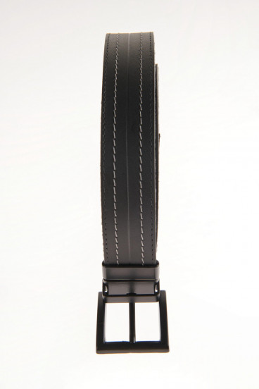 Cinturon unicolor negro -reversible hebilla metalica